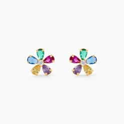 Boucles D'Oreilles Puces Linnet Or Jaune Oxyde De Zirconium