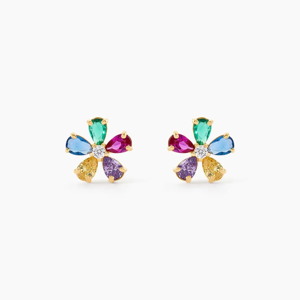 Boucles D'Oreilles Puces Linnet Or Jaune Oxyde De Zirconium