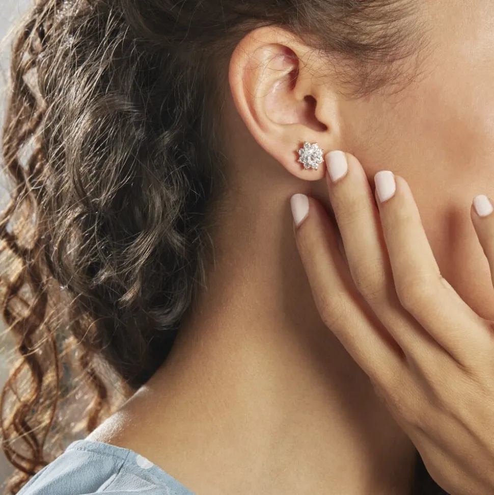 Boucles D'oreilles Puces Lisea Plaqué Or Oxydes De Zirconium