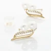 Boucles D'oreilles Puces Loeva Or Jaune Perle De Culture Et Oxyde