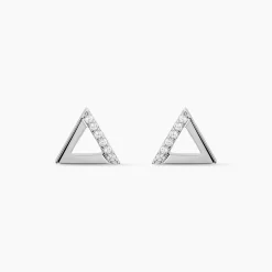 Boucles D'oreilles Puces Lorena Argent Blanc Oxyde De Zirconium
