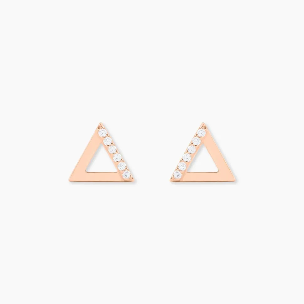 Boucles D'oreilles Puces Lorena Argent Rose Oxyde De Zirconium