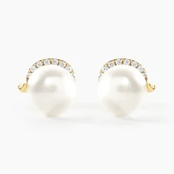 Boucles D'oreilles Puces Lucinda Or Jaune Perle De Culture