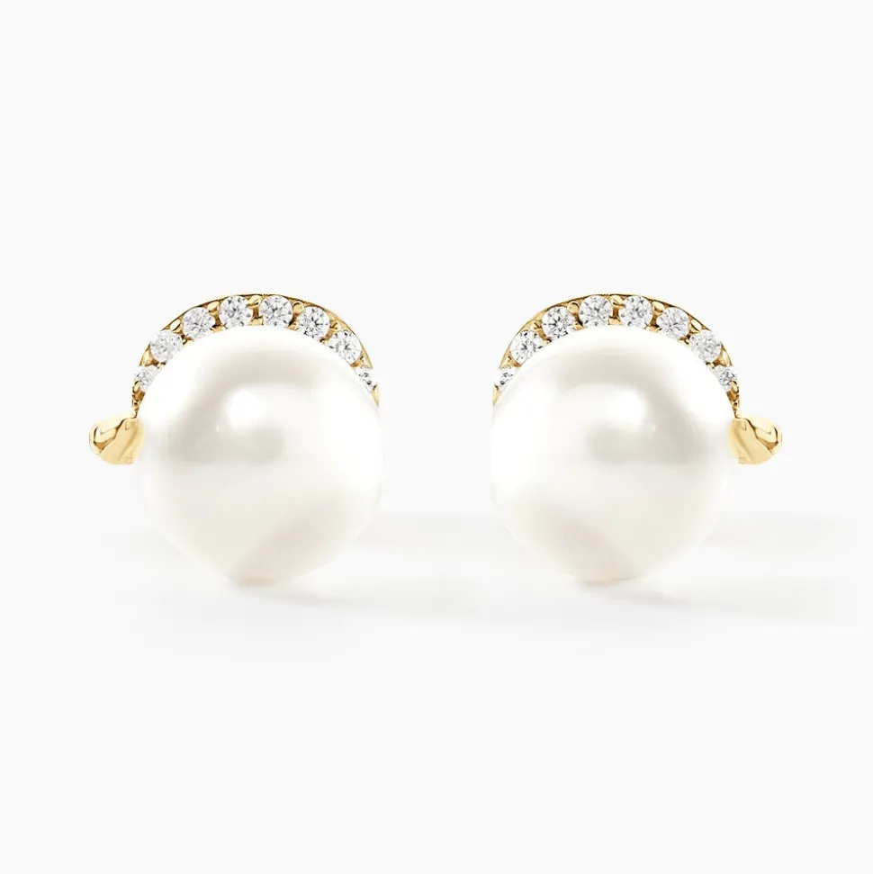 Boucles D'oreilles Puces Lucinda Or Jaune Perle De Culture