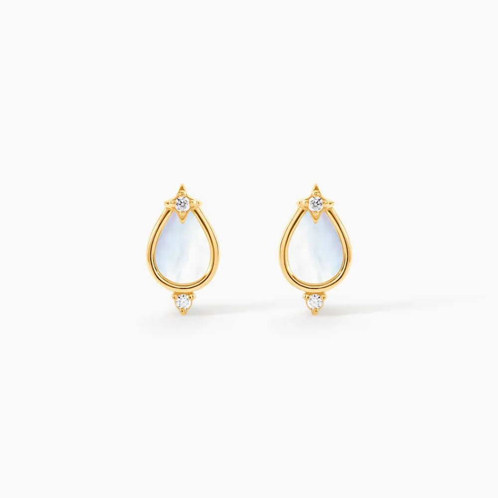 Marc Orian Idées Cadeaux Femme|Boucles D'Oreilles Or > Boucles D'Oreilles Puces Luminea Or Jaune Nacre Oxyde De Zirconium