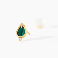 Marc Orian Idées Cadeaux Femme|Boucles D'Oreilles Or > Boucles D'Oreilles Puces Luminea Or Jaune Malachite Oxyde De Zirconium