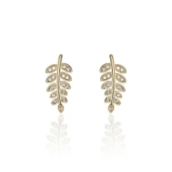 Boucles D'oreilles Puces Luz Plaqué Or Jaune Oxyde De Zirconium