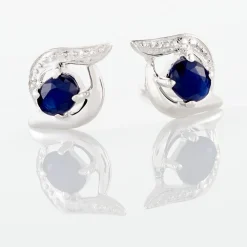 Marc Orian Cadeaux Mariage|Bijoux Or > Boucles D'oreilles Puces Lydia Or Blanc Saphir