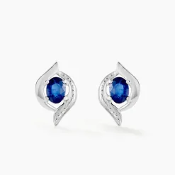 Marc Orian Cadeaux Mariage|Bijoux Or > Boucles D'oreilles Puces Lydia Or Blanc Saphir
