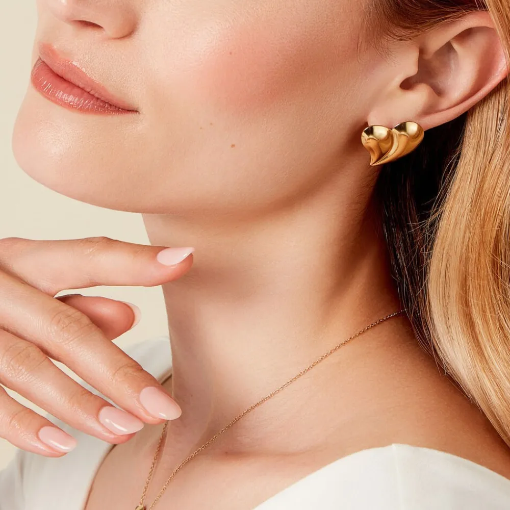 Marc Orian Boucles D'Oreilles Cœur|Boucles D'Oreilles Acier Inoxydable > Boucles D'oreilles Puces Madlie Acier Jaune