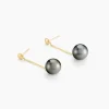 Boucles D'oreilles Puces Marie-noela Or Jaune Perle De Tahiti