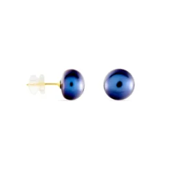 Boucles D'oreilles Puces Micaelle Teintees Or Jaune Perle De Culture