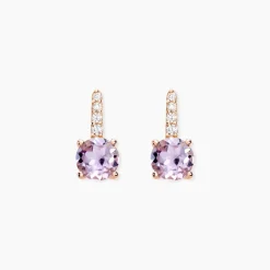 Boucles D'oreilles Puces Monroe Or Rose Quartz Oxyde De Zirconium