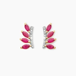 Marc Orian Cadeaux Mariage|Anniversaire De Mariage > Boucles D'oreilles Puces Navette Diamant or jaune rubis