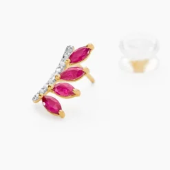 Marc Orian Cadeaux Mariage|Anniversaire De Mariage > Boucles D'oreilles Puces Navette Diamant or jaune rubis
