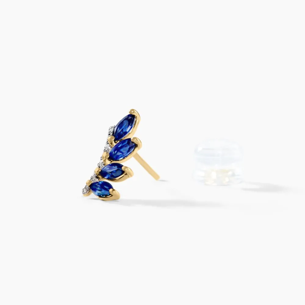 Marc Orian Cadeaux Mariage|Anniversaire De Mariage > Boucles D'oreilles Puces Navette Diamant or jaune saphir