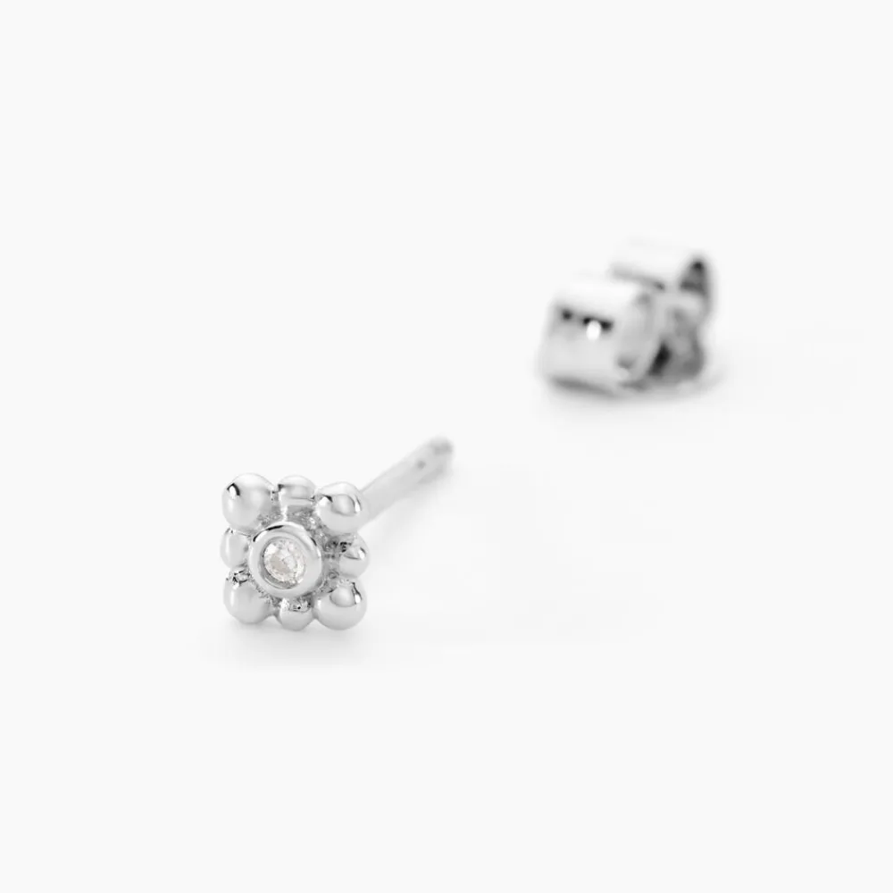 Marc Orian Boucles D'Oreilles Fleur|Boucles D'Oreilles Argent > Boucles D'oreilles Puces Neorah Argent Blanc Oxyde De Zirconium