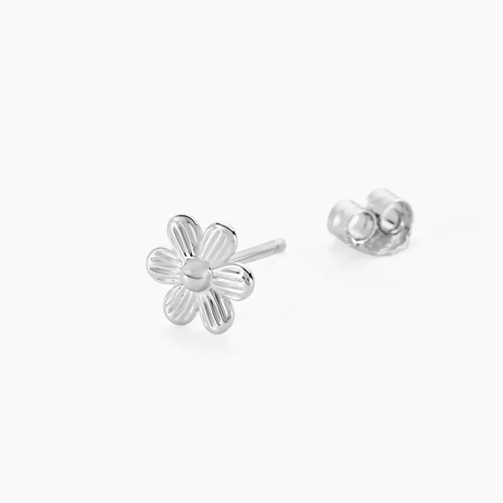 Marc Orian Boucles D'Oreilles Fleur|Boucles D'Oreilles Argent > Boucles D'oreilles Puces Niva Argent Blanc