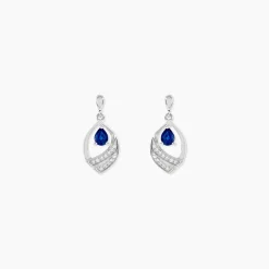 Marc Orian Pendantes|Cadeaux Mariage > Boucles D'oreilles Puces Odila Or Blanc Saphir Et Diamant