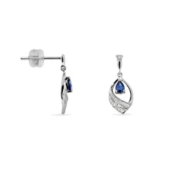 Marc Orian Pendantes|Cadeaux Mariage > Boucles D'oreilles Puces Odila Or Blanc Saphir Et Diamant