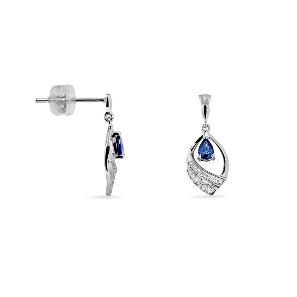 Marc Orian Pendantes|Cadeaux Mariage > Boucles D'oreilles Puces Odila Or Blanc Saphir Et Diamant