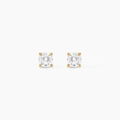 Boucles D'oreilles Puces One Or Jaune Diamants