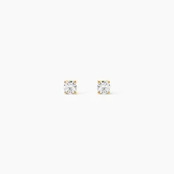 Boucles D'oreilles Puces One Or Jaune Diamants