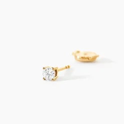 Boucles D'oreilles Puces One Or Jaune Diamants