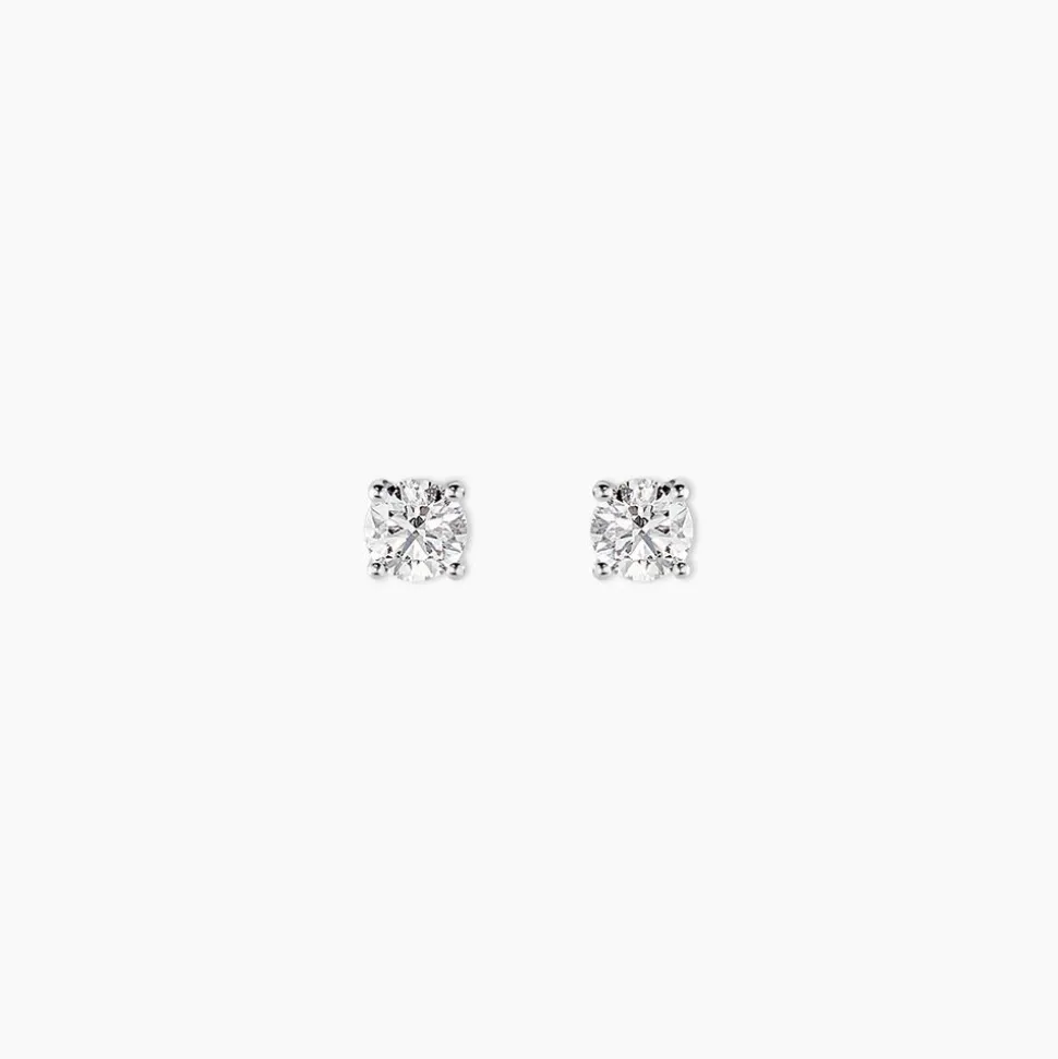 Boucles D'oreilles Puces One Or Blanc Diamants