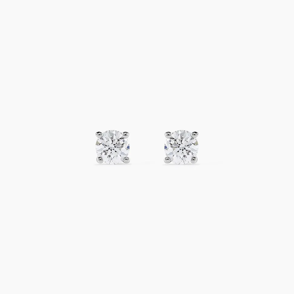 Boucles D'oreilles Puces One Or Blanc Diamants