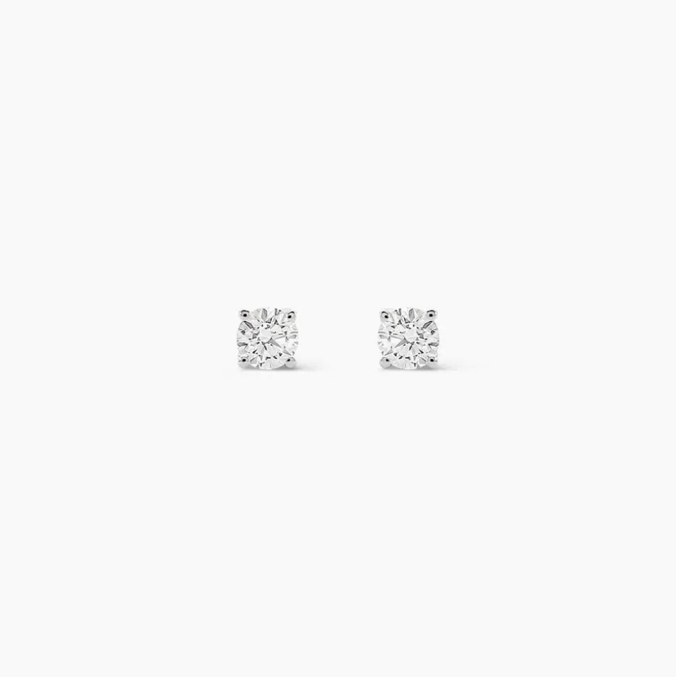 Boucles D'oreilles Puces One Or Jaune Diamants