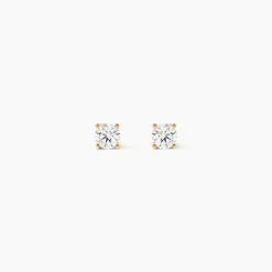 Boucles D'oreilles Puces One Or Jaune Diamants