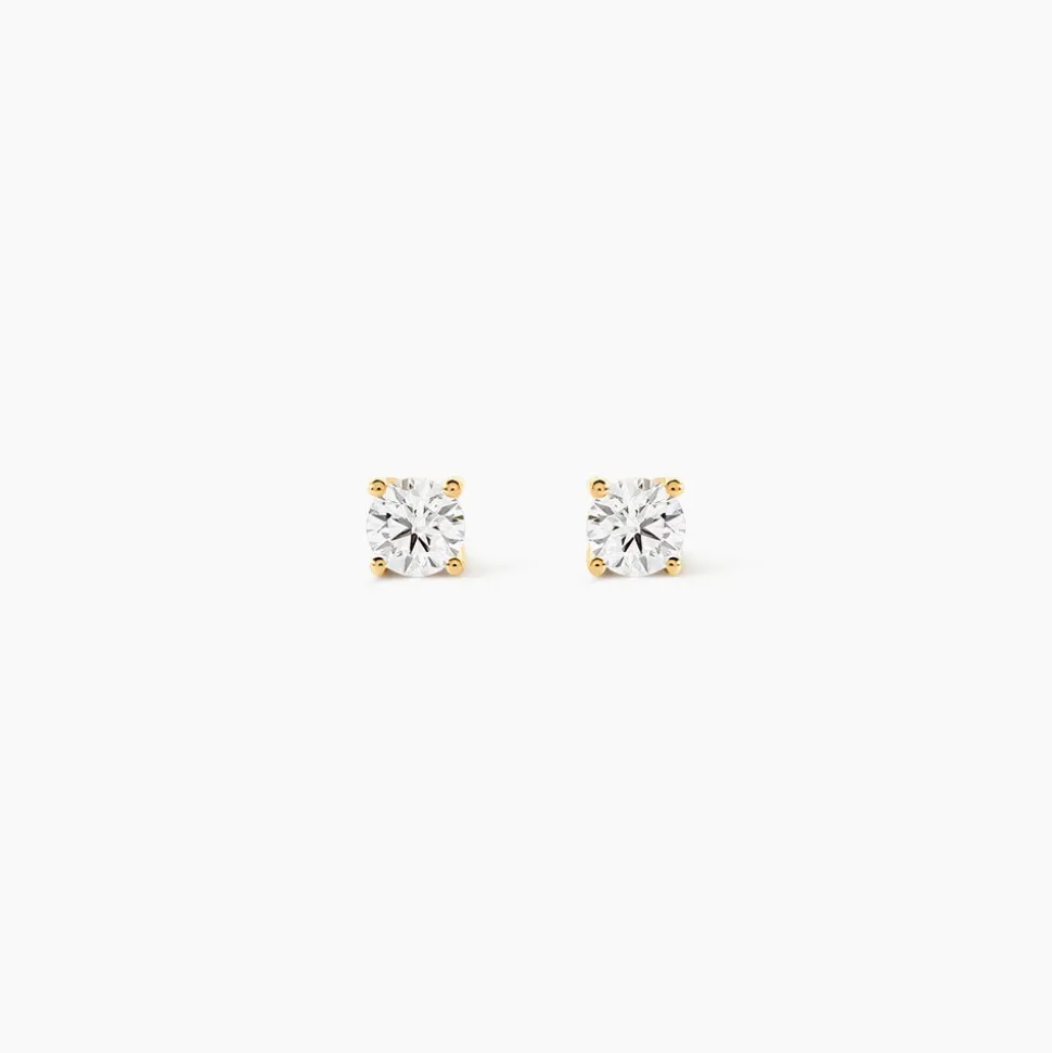 Boucles D'oreilles Puces One Or Jaune Diamants