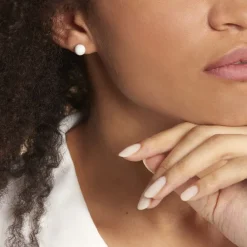 Marc Orian Boucles D'Oreilles Argent|Idées Cadeaux Femme > Boucles D'oreilles Puces Orbe Argent Blanc Céramique argent blanc céramique blanche