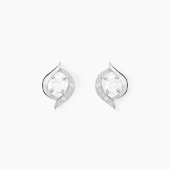 Marc Orian Bijoux Zirconium|Idées Cadeaux Femme > Boucles D'oreilles Puces Or Blanc Lydia Oxydes De Zirconium or blanc oxyde