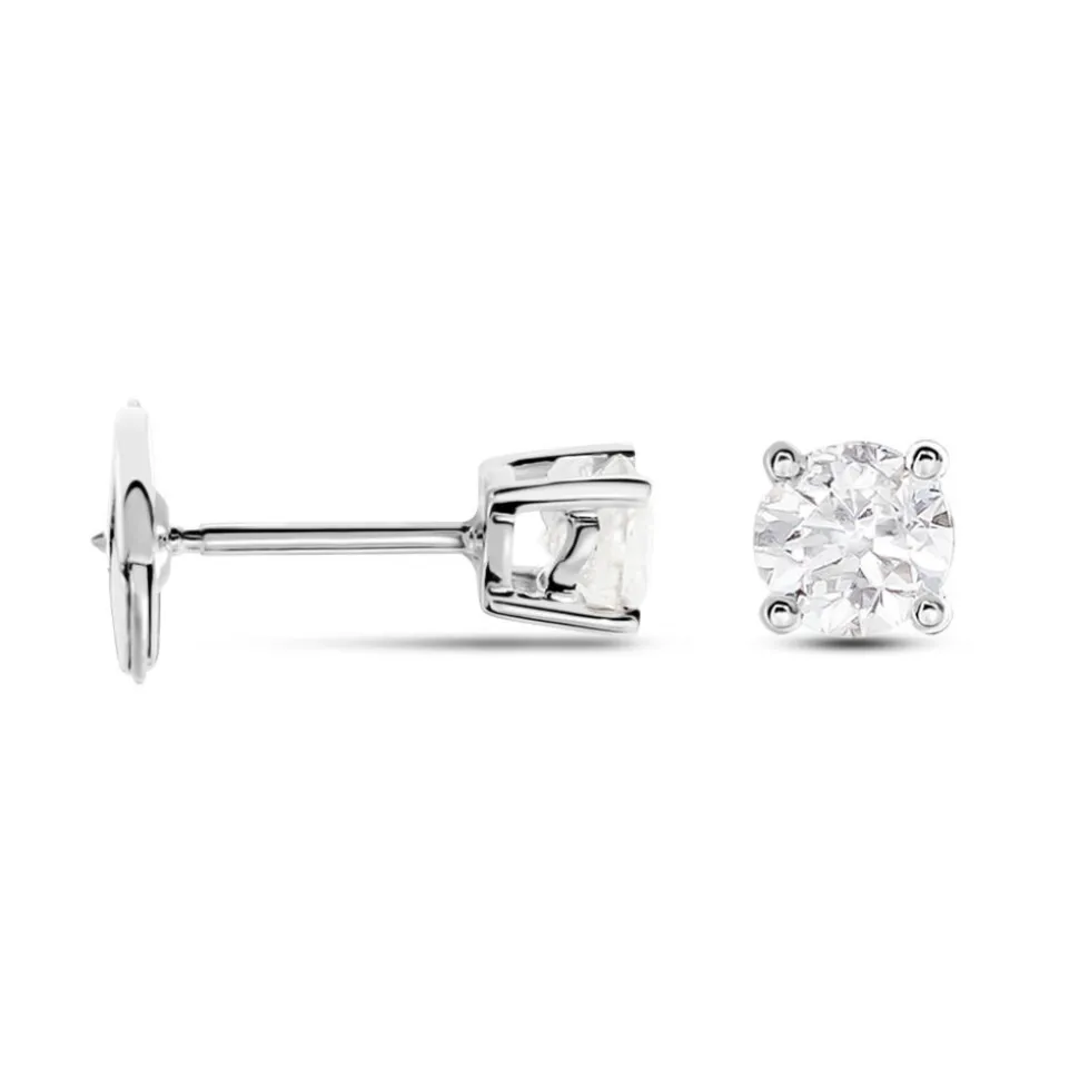 Boucles D'oreilles Puces Or Blanc Victoria Diamants