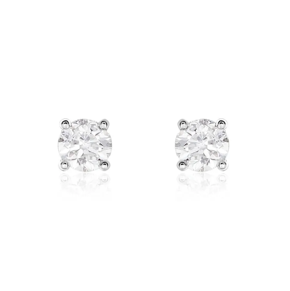 Boucles D'oreilles Puces Or Blanc Victoria Diamants