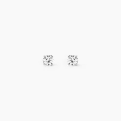 Boucles D'oreilles Puces Or Blanc Diamants Synthétique