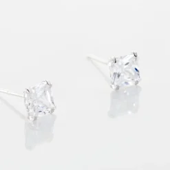 Boucles D'oreilles Puces Or Blanc Doreen Oxydes De Zirconium