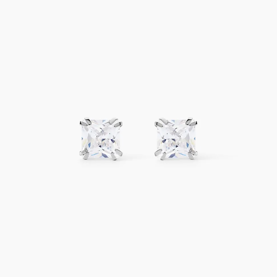 Boucles D'oreilles Puces Or Blanc Doreen Oxydes De Zirconium