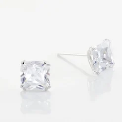 Boucles D'oreilles Puces Or Blanc Doreen Oxydes De Zirconium