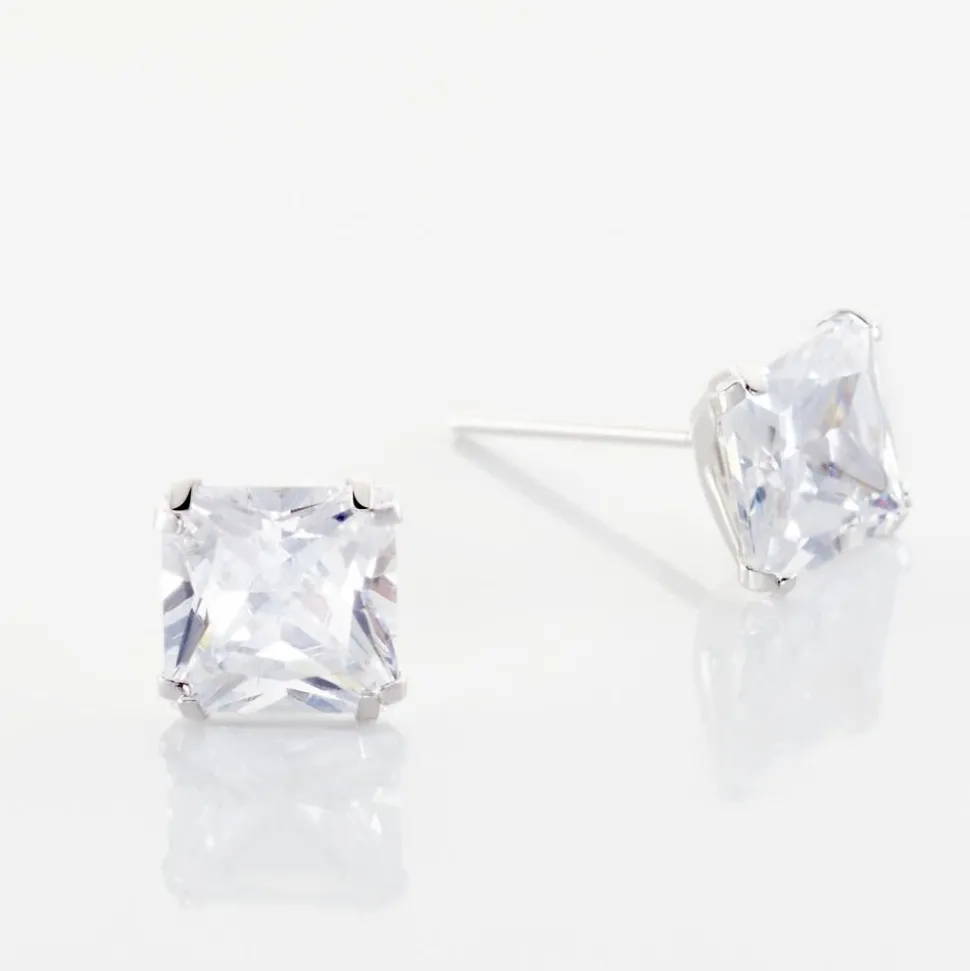 Boucles D'oreilles Puces Or Blanc Doreen Oxydes De Zirconium