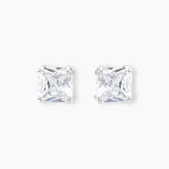 Boucles D'oreilles Puces Or Blanc Doreen Oxydes De Zirconium