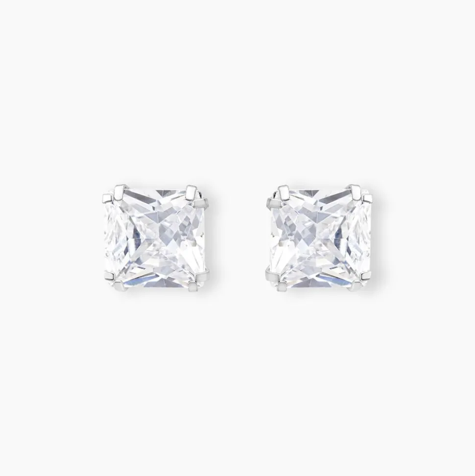 Boucles D'oreilles Puces Or Blanc Doreen Oxydes De Zirconium