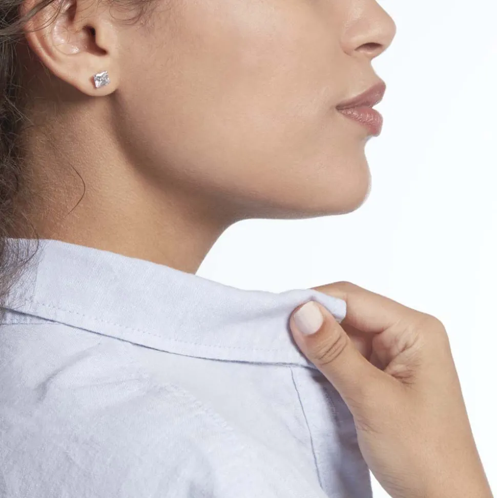 Boucles D'oreilles Puces Or Blanc Doreen Oxydes De Zirconium