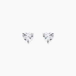 Boucles D'oreilles Puces Or Blanc Salona Oxyde De Zirconium