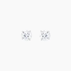 Boucles D'oreilles Puces Or Blanc Katherina Oxyde De Zirconium