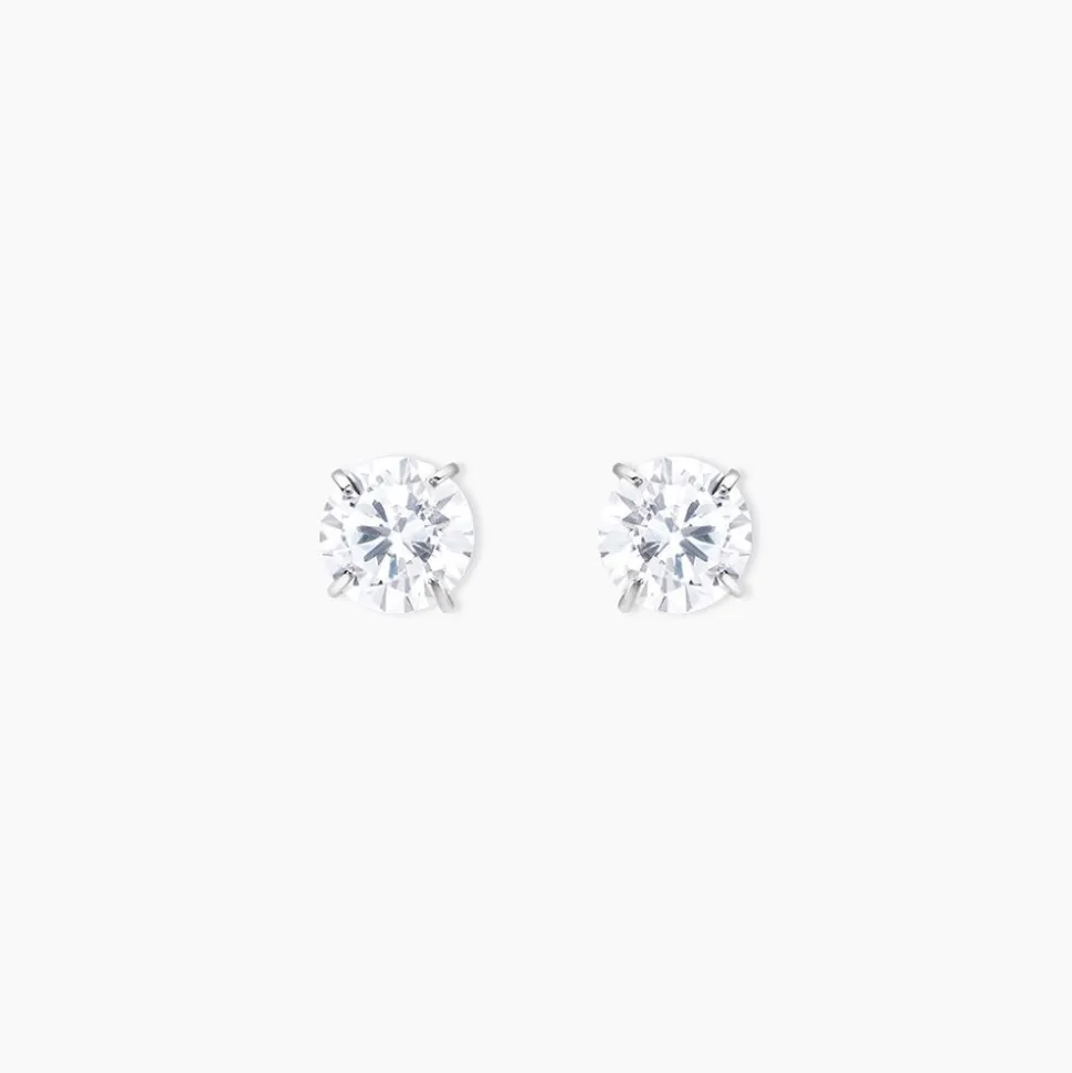 Boucles D'oreilles Puces Or Blanc Katherina Oxyde De Zirconium