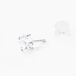 Boucles D'oreilles Puces Or Blanc Katherina Oxyde De Zirconium