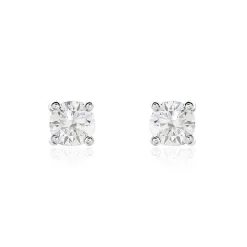 Boucles D'oreilles Puces Or Blanc Victoria Diamant
